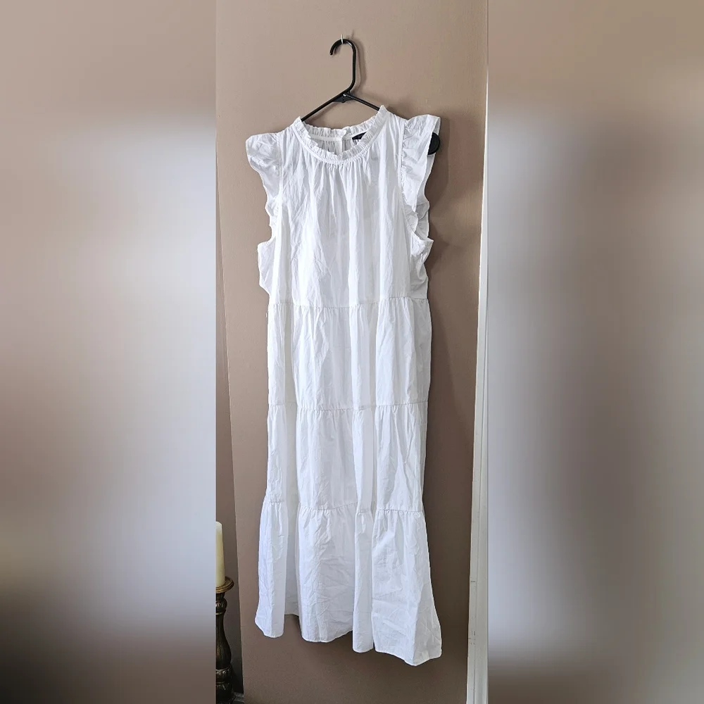 J. Crew White Ruffle Sleeve Dress - Picture 3 of 10